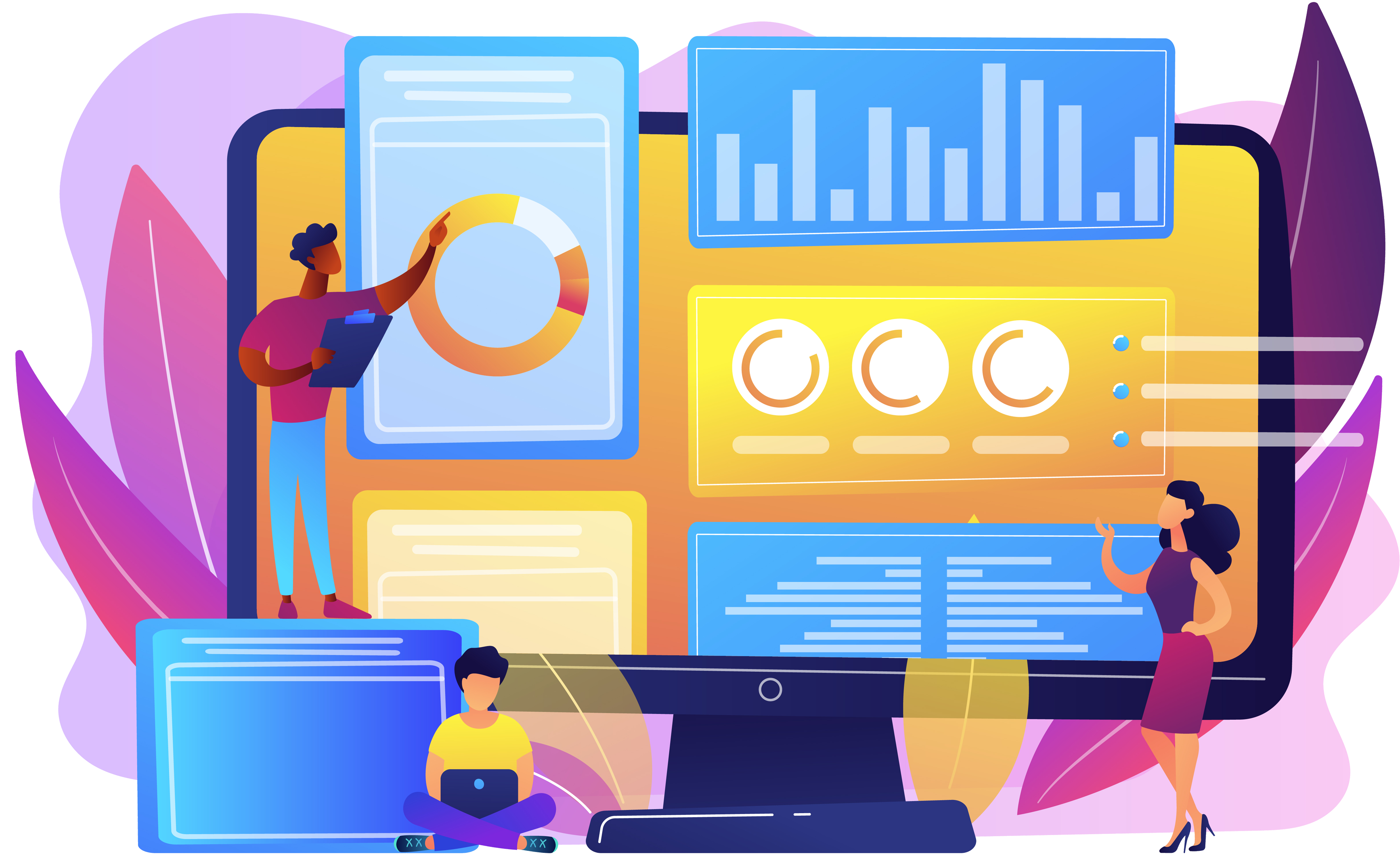Social listening dashboard showing social media listening analytics, keyword trends, share of voice, and audience insights